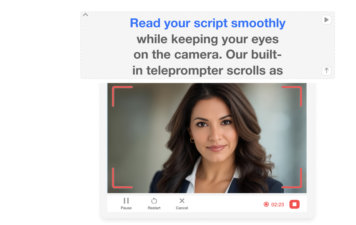 Built-in teleprompter for commentary voiceover videos in Visla